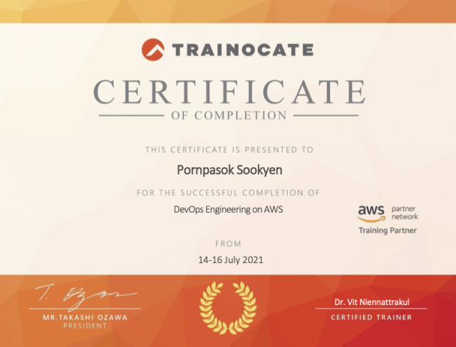 AWS-DevOps Certification of Pornpasok Sookyen